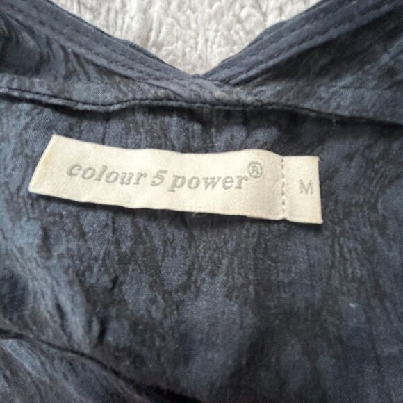 Vivian Yin Colour 5 Power Ramie Asymmetric Dress Medium Crinkle Black Lagenlook - Picture 3 of 8